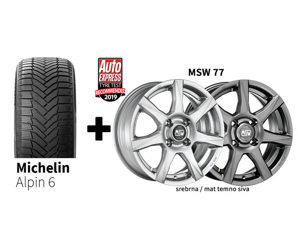 Zimski komplet 4x Alu platišča + Michelin Alpin 6 195/65 R15 91T