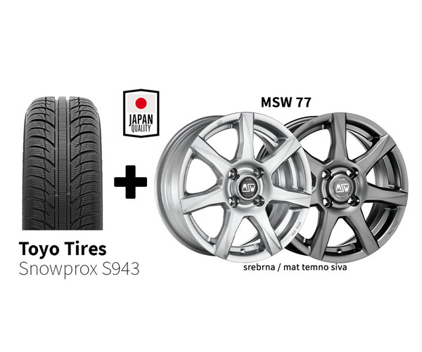 Zimski komplet 4x Aluminijasta platišča + Toyo Snowprox S943 185/65 R15 92T