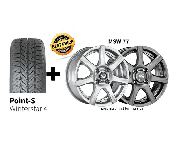 Zimski komplet 4x Aluminijasta platišča + Point S Winterstar 4 185/65 R15 91T