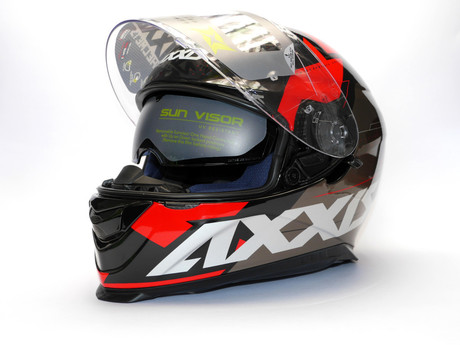 MOTORISTIČNA ČELADA FULL FACE helmet AXXIS EAGLE SV DIAGON D1 gloss red L