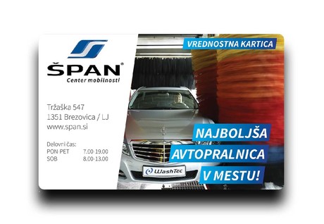 Avtopralnica Špan Vrednostna kartica 150 EUR